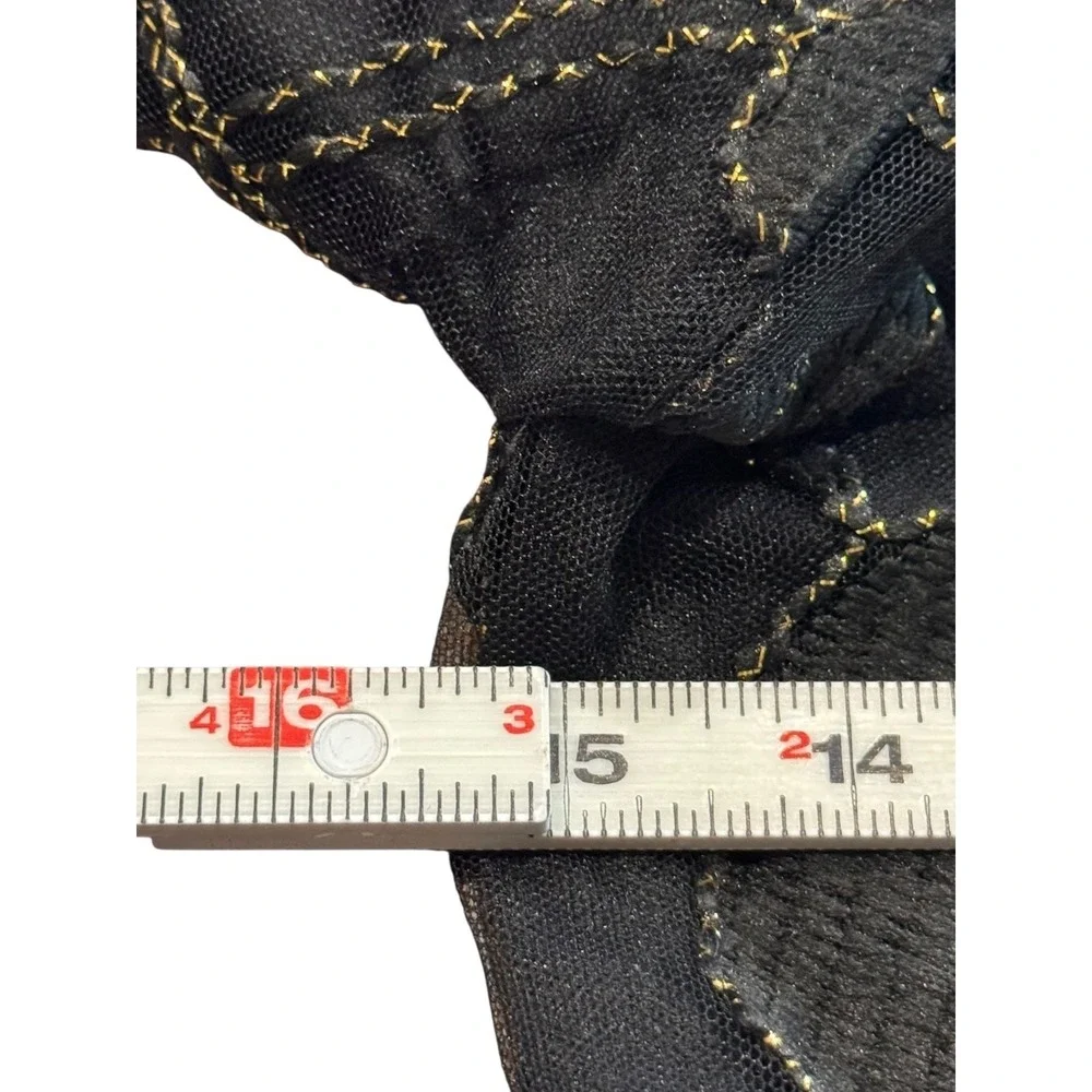 NWOT‎ Donna Karen Cocktail Dress Black Gold Trim Puff Sleeve Size 2